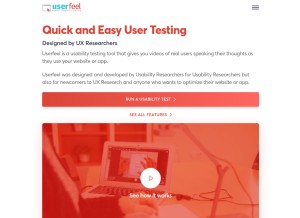 How userfeel.com looks like on a tablet such as an iPad.