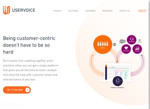 How uservoice.com looks like on a tablet such as an iPad.