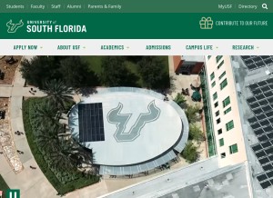 How usf.edu looks like on a tablet such as an iPad.