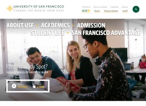 How usfca.edu looks like on a tablet such as an iPad.