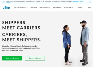 How uship.com looks like on a tablet such as an iPad.