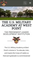 How usma.edu looks like on a mobile device such as an iPhone.