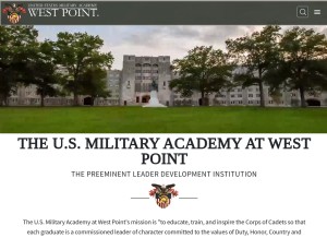 How usma.edu looks like on a tablet such as an iPad.