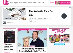 How usmagazine.com looks like on a tablet such as an iPad.