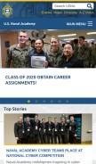 How usna.edu looks like on a mobile device such as an iPhone.