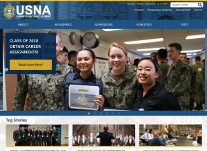 How usna.edu looks like on a tablet such as an iPad.