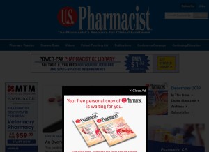 How uspharmacist.com looks like on a tablet such as an iPad.
