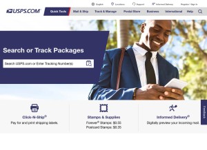 How usps.com looks like on a tablet such as an iPad.