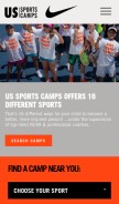 How ussportscamps.com looks like on a mobile device such as an iPhone.