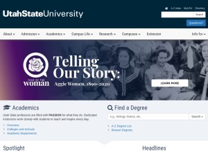 How usu.edu looks like on a tablet such as an iPad.