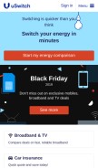 How uswitch.com looks like on a mobile device such as an iPhone.