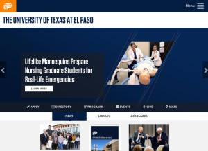 How utep.edu looks like on a tablet such as an iPad.