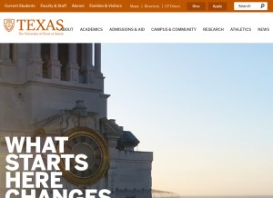 How utexas.edu looks like on a tablet such as an iPad.