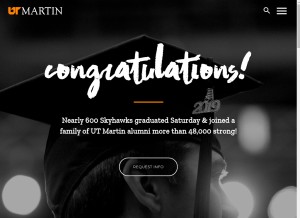 How utm.edu looks like on a tablet such as an iPad.