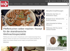How utopia.de looks like on a tablet such as an iPad.