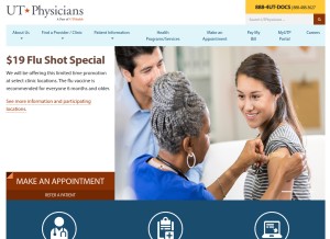 How utphysicians.com looks like on a tablet such as an iPad.