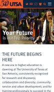 How utsa.edu looks like on a mobile device such as an iPhone.
