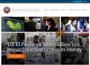 How utsystem.edu looks like on a tablet such as an iPad.