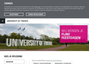 How utwente.nl looks like on a tablet such as an iPad.