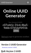 How uuidgenerator.net looks like on a mobile device such as an iPhone.
