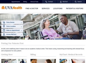 How uvahealth.com looks like on a tablet such as an iPad.