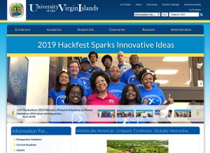 How uvi.edu looks like on a tablet such as an iPad.