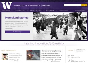 How uwb.edu looks like on a tablet such as an iPad.