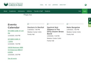 How uwgb.edu looks like on a tablet such as an iPad.
