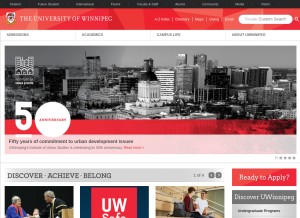 How uwinnipeg.ca looks like on a tablet such as an iPad.