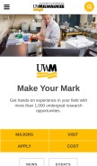 How uwm.edu looks like on a mobile device such as an iPhone.