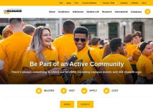 How uwm.edu looks like on a tablet such as an iPad.