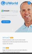 How uworld.com looks like on a mobile device such as an iPhone.
