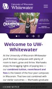 How uww.edu looks like on a mobile device such as an iPhone.