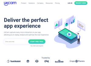 How uxcam.com looks like on a tablet such as an iPad.