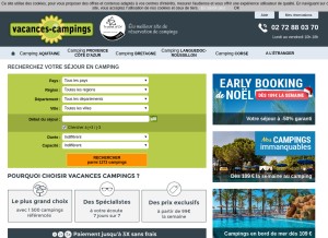 How vacances-campings.fr looks like on a tablet such as an iPad.