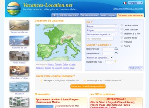 How vacances-location.net looks like on a tablet such as an iPad.