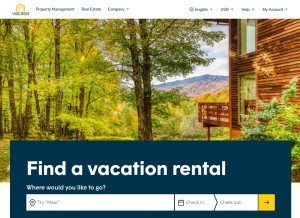 How vacasa.com looks like on a tablet such as an iPad.