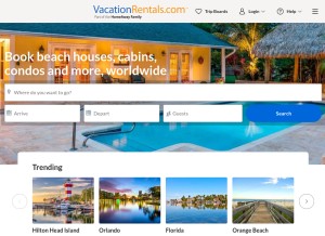 How vacationrentals.com looks like on a tablet such as an iPad.