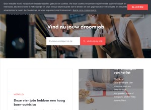 How vacature.com looks like on a tablet such as an iPad.