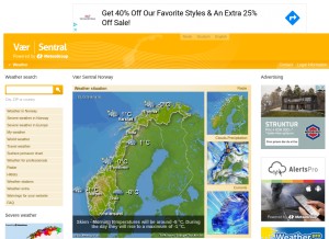 How vaer-sentral.no looks like on a tablet such as an iPad.