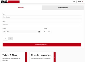 How vag.de looks like on a tablet such as an iPad.
