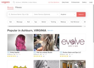 How vagaro.com looks like on a tablet such as an iPad.
