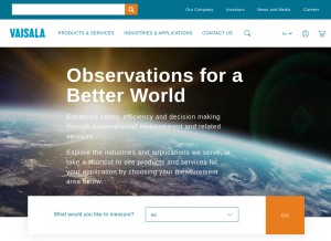 How vaisala.com looks like on a tablet such as an iPad.