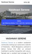 How vaishnaviserene.in looks like on a mobile device such as an iPhone.