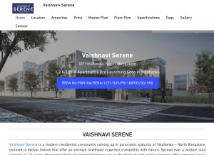 How vaishnaviserene.in looks like on a tablet such as an iPad.