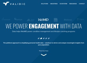 How validic.com looks like on a tablet such as an iPad.