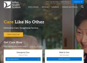 How valleyhealth.com looks like on a tablet such as an iPad.