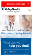 How valleyhealthlink.com looks like on a mobile device such as an iPhone.