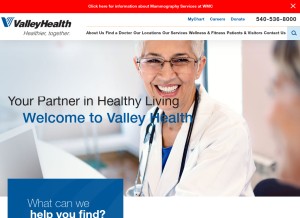 How valleyhealthlink.com looks like on a tablet such as an iPad.