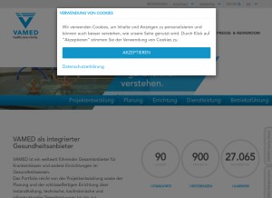 How vamed.com looks like on a tablet such as an iPad.